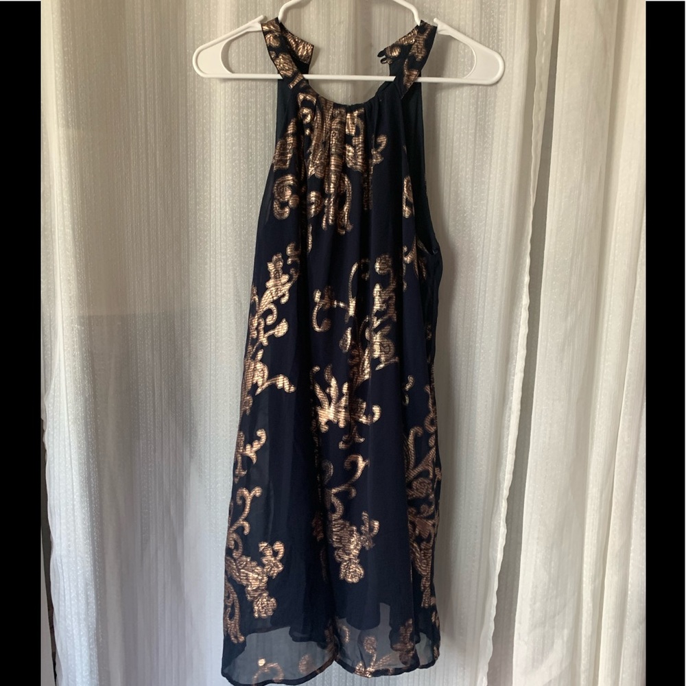 Navy with rose gold decay dress